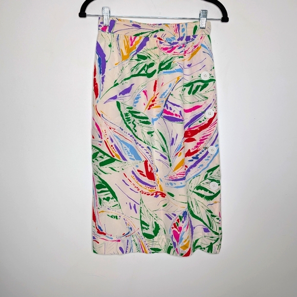 Albert Nipon Dresses & Skirts - Albert Nipon Vintage Silk Pink and Blue Midi Pencil Skirt 0 4